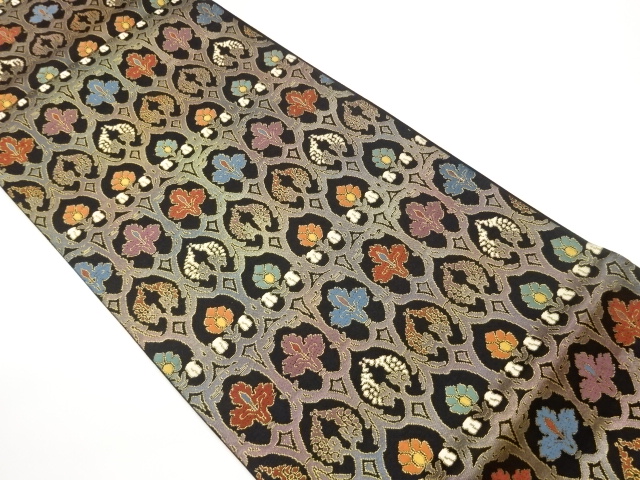 JAPANESE KIMONO / FUKURO OBI / FLOWER & SARASA PATTERN 